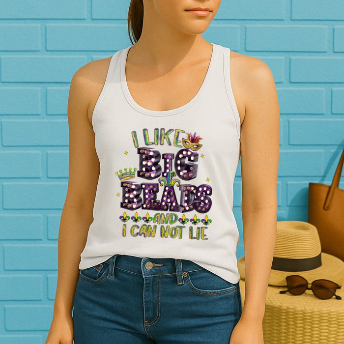 I Like Big Beads And I Can Not Lie Fat Tuesday For Mardi Gras Womens Tank Top
