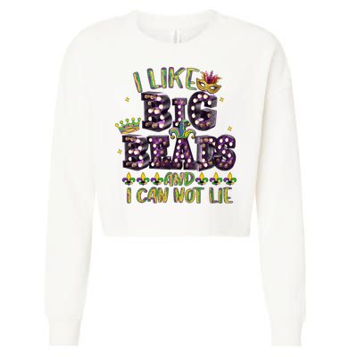 I Like Big Beads And I Can Not Lie Fat Tuesday For Mardi Gras Cropped Pullover Crew