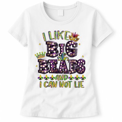 I Like Big Beads And I Can Not Lie Fat Tuesday For Mardi Gras Womens T-Shirt