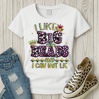 I Like Big Beads And I Can Not Lie Fat Tuesday For Mardi Gras Womens T-Shirt
