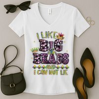 I Like Big Beads And I Can Not Lie Fat Tuesday For Mardi Gras Women's V-Neck T-Shirt