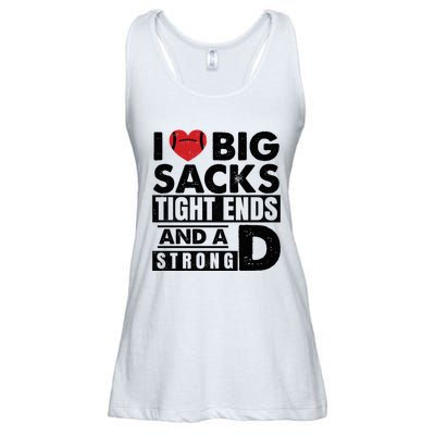 I Love Big Sacks Tight Ends And A Strong D Funny Football Ladies Essential Flowy Tank