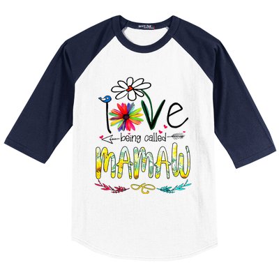 I Love Being Called Mamaw Sunflower Mothers Day Gift Baseball Sleeve Shirt