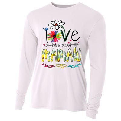 I Love Being Called Mamaw Sunflower Mothers Day Gift Cooling Performance Long Sleeve Crew