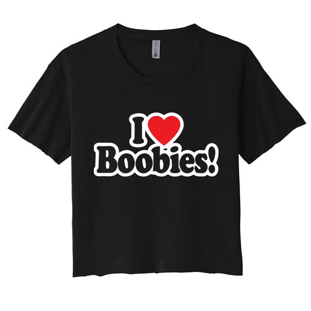 I Love Boobies Heart Boobs Breasts Awareness Cancer Breast Joke Big Boob Wife Crop Top