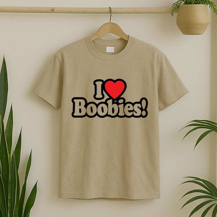 I Love Boobies Heart Boobs Breasts Awareness Cancer Breast Joke Big Boob Wife T-Shirt