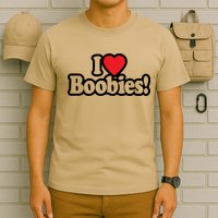 I Love Boobies Heart Boobs Breasts Awareness Cancer Breast Joke Big Boob Wife T-Shirt
