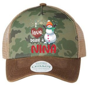 I Love Being A Nina Snow Christmas Red Plaid Mom Grandma Gift Legacy Tie Dye Trucker Hat