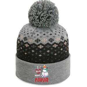 I Love Being A Nina Snow Christmas Red Plaid Mom Grandma Gift The Baniff Cuffed Pom Beanie