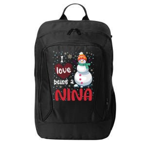 I Love Being A Nina Snow Christmas Red Plaid Mom Grandma Gift City Backpack