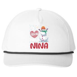 I Love Being A Nina Snow Christmas Red Plaid Mom Grandma Gift Snapback Five-Panel Rope Hat