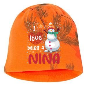 I Love Being A Nina Snow Christmas Red Plaid Mom Grandma Gift Kati - Camo Knit Beanie