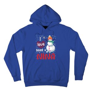 I Love Being A Nina Snow Christmas Red Plaid Mom Grandma Gift Hoodie