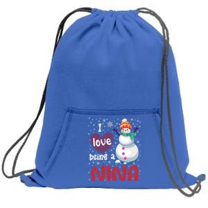 I Love Being A Nina Snow Christmas Red Plaid Mom Grandma Gift Sweatshirt Cinch Pack Bag