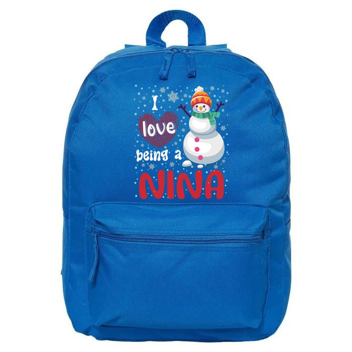 I Love Being A Nina Snow Christmas Red Plaid Mom Grandma Gift 16 in Basic Backpack