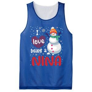 I Love Being A Nina Snow Christmas Red Plaid Mom Grandma Gift Mesh Reversible Basketball Jersey Tank