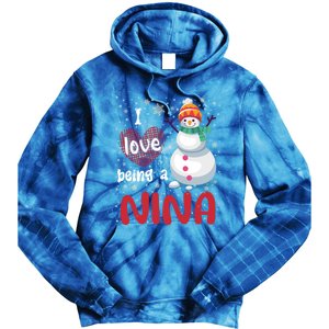 I Love Being A Nina Snow Christmas Red Plaid Mom Grandma Gift Tie Dye Hoodie