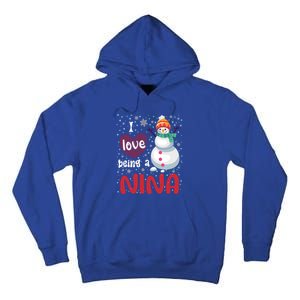 I Love Being A Nina Snow Christmas Red Plaid Mom Grandma Gift Tall Hoodie