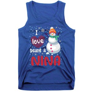 I Love Being A Nina Snow Christmas Red Plaid Mom Grandma Gift Tank Top