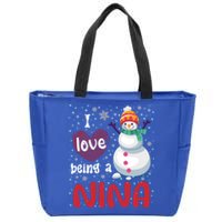 I Love Being A Nina Snow Christmas Red Plaid Mom Grandma Gift Zip Tote Bag