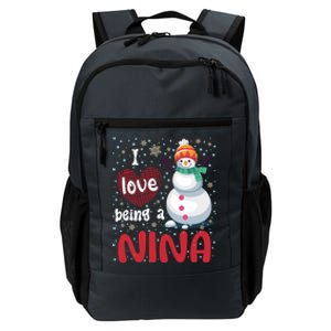 I Love Being A Nina Snow Christmas Red Plaid Mom Grandma Gift Daily Commute Backpack