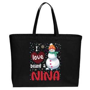 I Love Being A Nina Snow Christmas Red Plaid Mom Grandma Gift Cotton Canvas Jumbo Tote