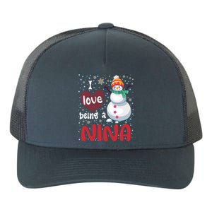 I Love Being A Nina Snow Christmas Red Plaid Mom Grandma Gift Yupoong Adult 5-Panel Trucker Hat