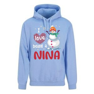 I Love Being A Nina Snow Christmas Red Plaid Mom Grandma Gift Unisex Surf Hoodie