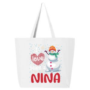 I Love Being A Nina Snow Christmas Red Plaid Mom Grandma Gift 25L Jumbo Tote