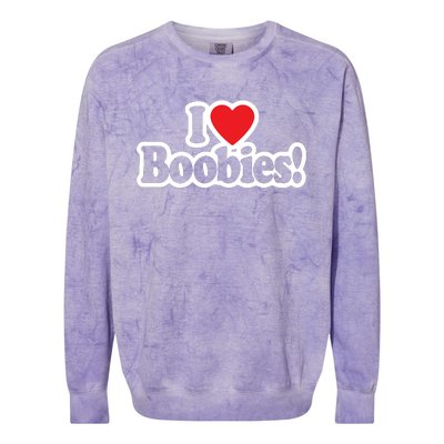 I Love Boobies Heart Boobs Breasts Awareness Cancer Breast Joke Big Boob Colorblast Crewneck Sweatshirt