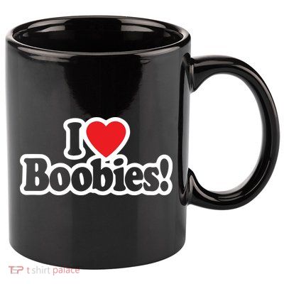 I Love Boobies Heart Boobs Breasts Awareness Cancer Breast Joke Big Boob 11oz C Handle Ceramic Mug