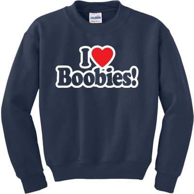 I Love Boobies Heart Boobs Breasts Awareness Cancer Breast Joke Big Boob Kids Sweatshirt