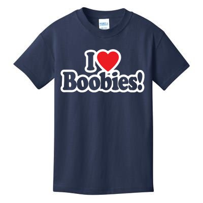 I Love Boobies Heart Boobs Breasts Awareness Cancer Breast Joke Big Boob Kids T-Shirt