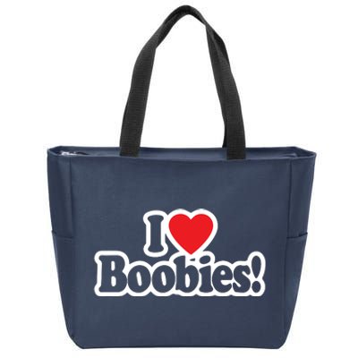 I Love Boobies Heart Boobs Breasts Awareness Cancer Breast Joke Big Boob Zip Tote Bag