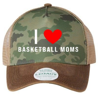 I Love Basketball Moms Funny Red Heart Cool Gift Legacy Tie Dye Trucker Hat