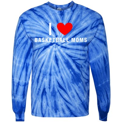 I Love Basketball Moms Funny Red Heart Cool Gift Tie-Dye Long Sleeve Shirt