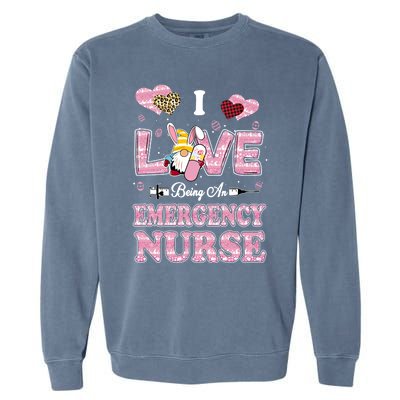 I Love Being Emergency Nurse Gnome Easter Nurse Gift Garment-Dyed Sweatshirt