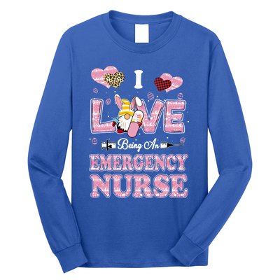 I Love Being Emergency Nurse Gnome Easter Nurse Gift Long Sleeve Shirt