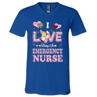 I Love Being Emergency Nurse Gnome Easter Nurse Gift V-Neck T-Shirt