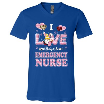 I Love Being Emergency Nurse Gnome Easter Nurse Gift V-Neck T-Shirt