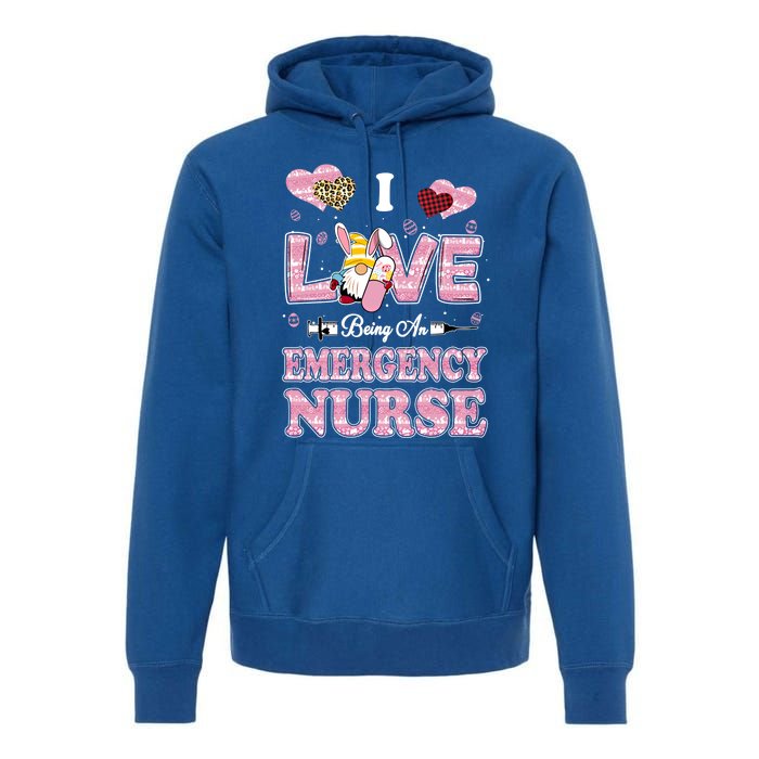 I Love Being Emergency Nurse Gnome Easter Nurse Gift Premium Hoodie