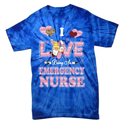 I Love Being Emergency Nurse Gnome Easter Nurse Gift Tie-Dye T-Shirt