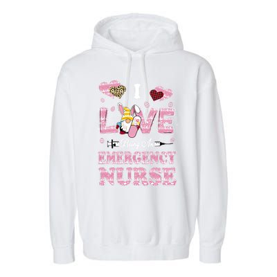 I Love Being Emergency Nurse Gnome Easter Nurse Gift Garment-Dyed Fleece Hoodie