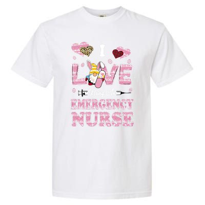 I Love Being Emergency Nurse Gnome Easter Nurse Gift Garment-Dyed Heavyweight T-Shirt