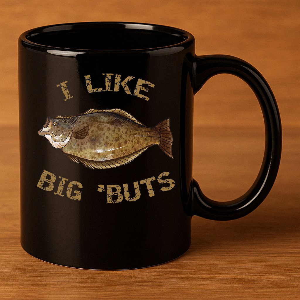 I Like Big 'Buts Halibu For Halibut Fishing 11oz C Handle Ceramic Mug