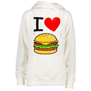 I Love Burgers Funny Hamburger Cheeseburger Graphic Womens Funnel Neck Pullover Hood