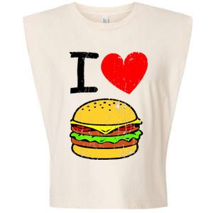 I Love Burgers Funny Hamburger Cheeseburger Graphic Garment-Dyed Women's Muscle Tee