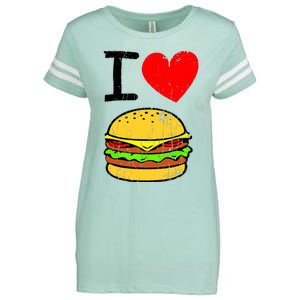 I Love Burgers Funny Hamburger Cheeseburger Graphic Enza Ladies Jersey Football T-Shirt