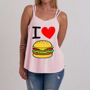 I Love Burgers Funny Hamburger Cheeseburger Graphic Women's Strappy Tank