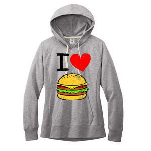 I Love Burgers Funny Hamburger Cheeseburger Graphic Women's Fleece Hoodie